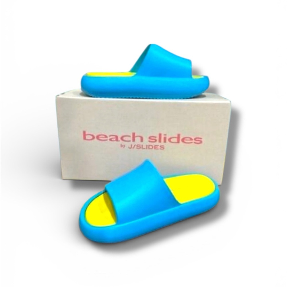 J/SLIDES Beach Sandals Blue and Yellow  - NIB 9  ✨Host Pick✨